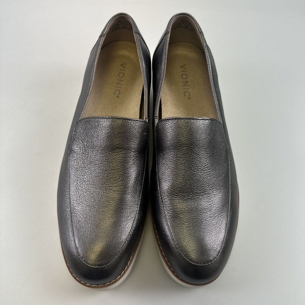 Vionic Kensley Loafer Pewter Metallic Leather Slip On Comfort Lightweight 9.5 W - Picture 4 of 13